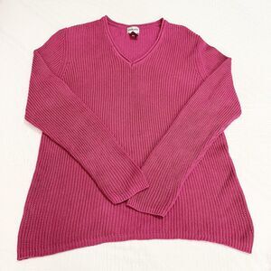 Chicos Design Sweater Womens Size 2 L Red 55% Silk 45% Cotton Pullover